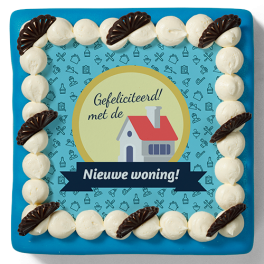Marsepeintaart "Nieuwe woning"